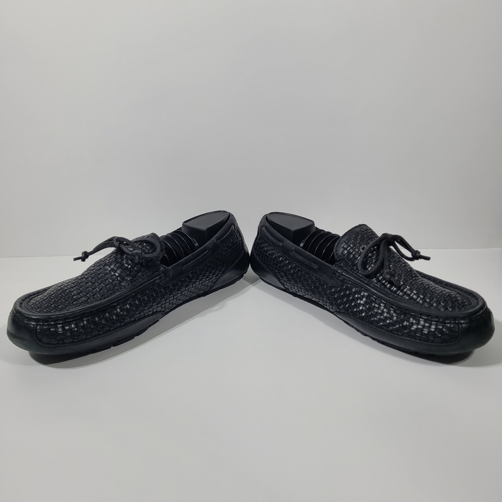UGG Men’s Black Woven Leather Slip-On Loafers - Picture 8 of 16